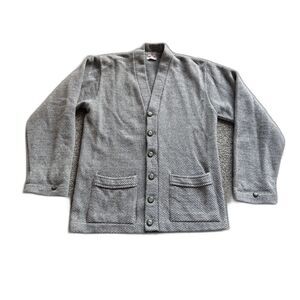 VINTAGE 1950S MCGREGOR GRAY WOOL BUTTON DOWN CARDIGAN MADE IN USA SZ 38 MEDIUM
